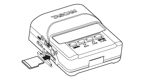 The MicroSD card slot is located on the left side of the recorder. Open the cover to access the slot. 