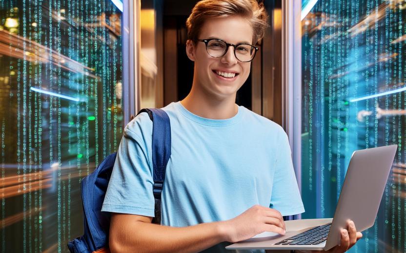 Firefly generated image of a college student with a laptop